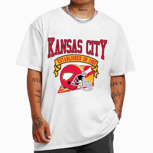 T Shirt MEN White TS0329 Kansas City Established In 1960 Vintage Football Team Kansas City Chiefs T Shirt