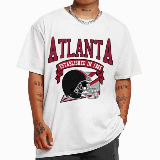T Shirt MEN White TS0330 Atlanta Established In 1965 Vintage Football Team Atlanta Flacons T Shirt
