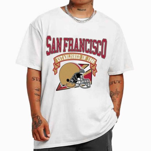 T Shirt MEN White TS0331 San Francisco Established In 1946 Vintage Football Team San Francisco 49ers T Shirt