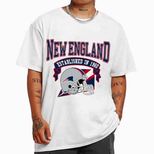 T Shirt MEN White TS0332 New England Established In 1960 Vintage Football Team New England Patriots T Shirt