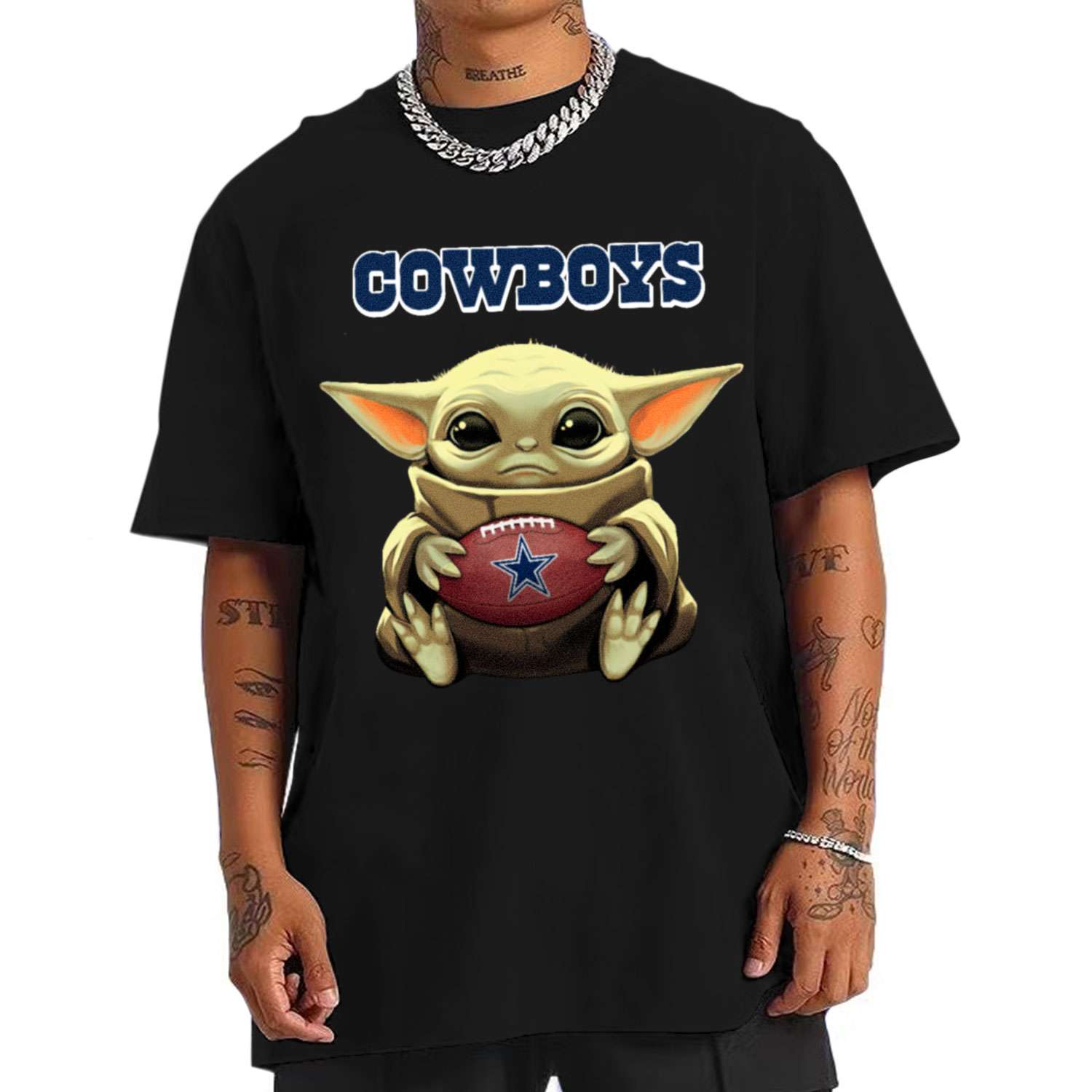 Baby Yoda Hold Duke Ball Dallas Cowboys T-Shirt - Cruel Ball