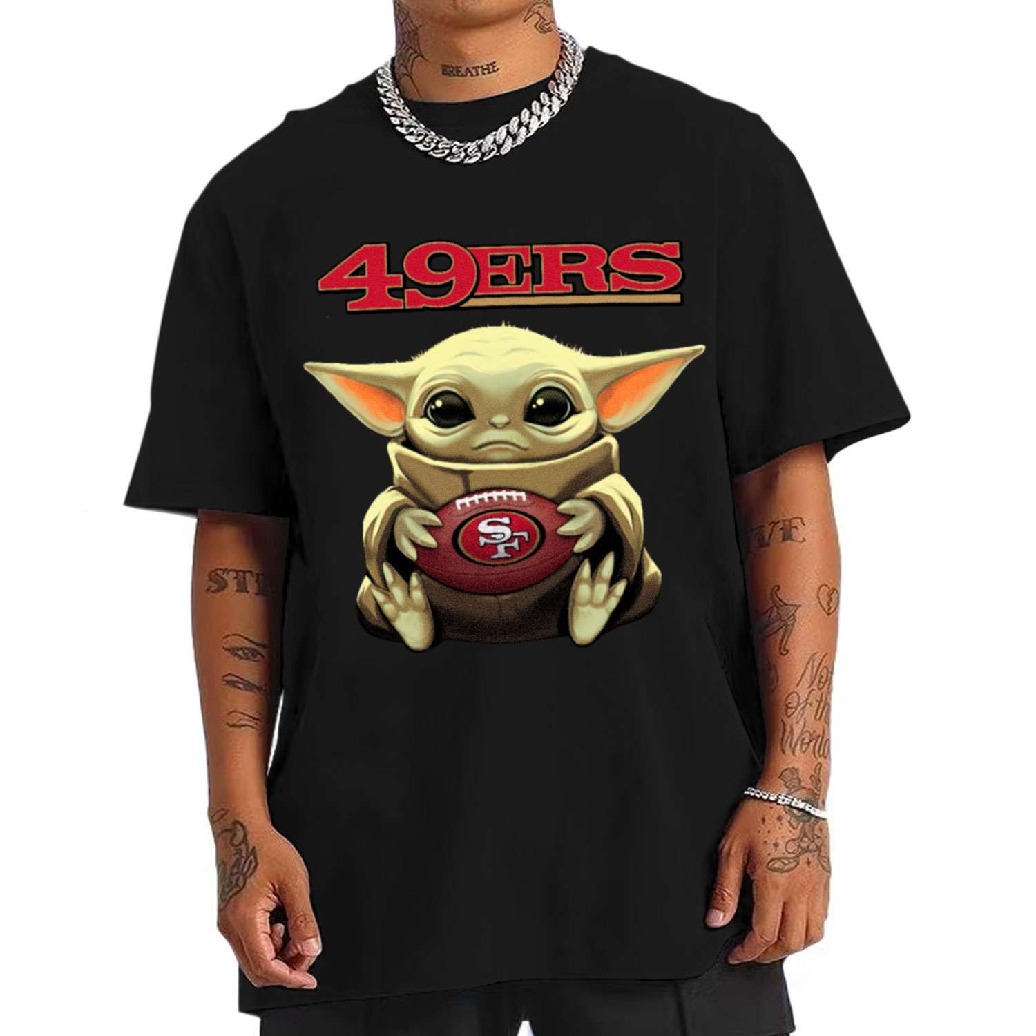 Baby Yoda Hold Duke Ball San Francisco 49ers T-Shirt - Cruel Ball