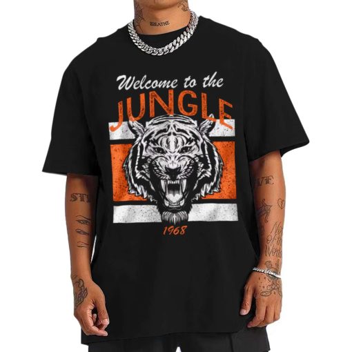 T Shirt Men TSBN113 Welcome To The Jungle Vintage Retro Cincinnati Bengals T Shirt