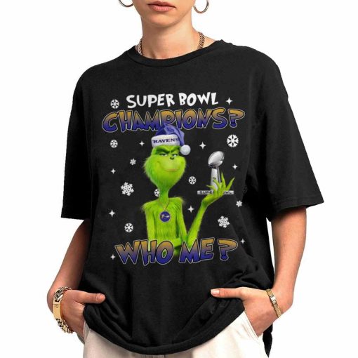 T Shirt Women 0 TSGR03 Grinch Who Me Super Bowl Champions Baltimore Ravens T Shirt