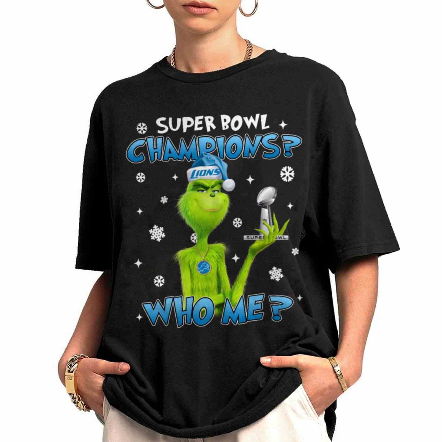 Grinch Who Me Super Bowl Champions Detroit Lions T-Shirt