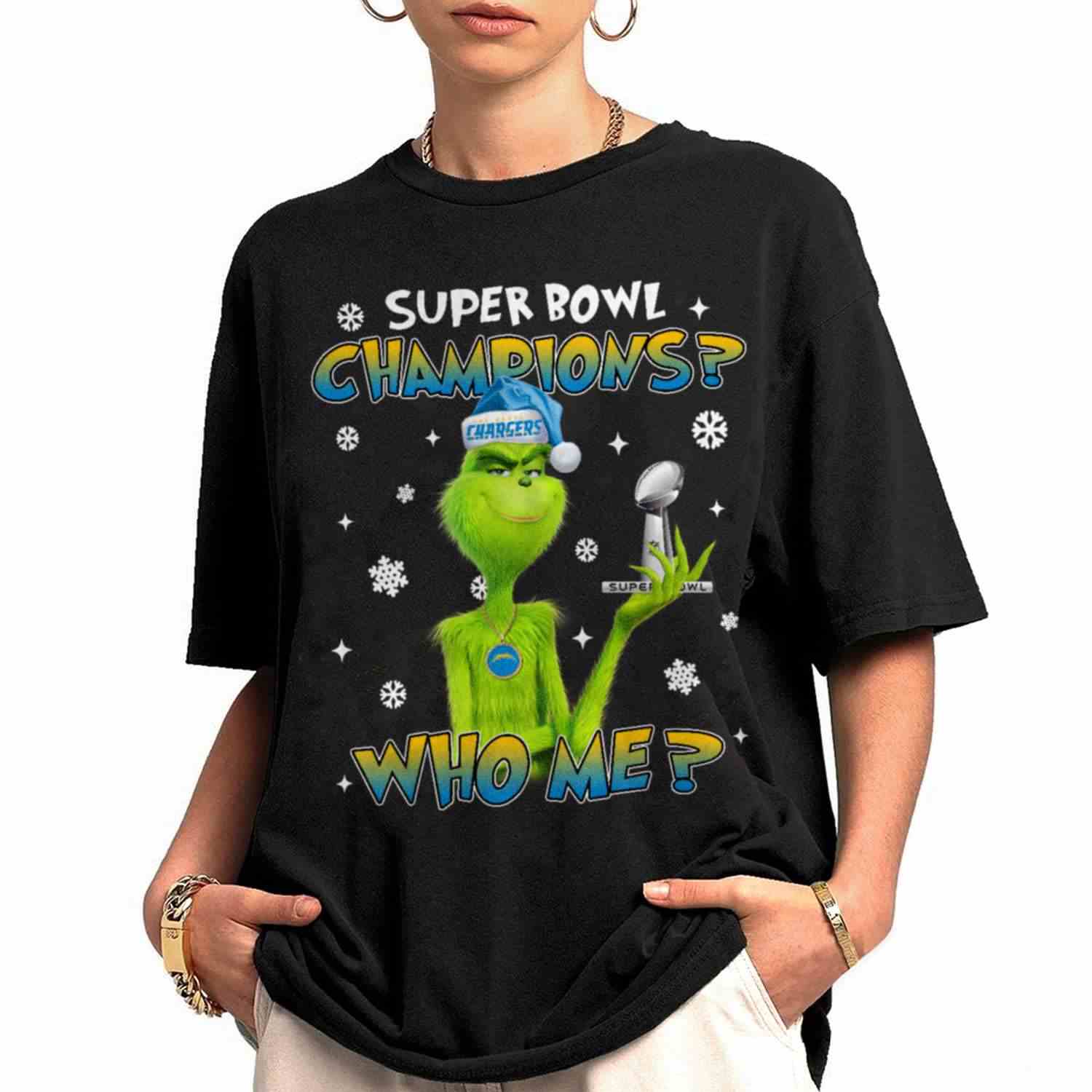 Grinch Who Me Super Bowl Champions Los Angeles Chargers T-Shirt