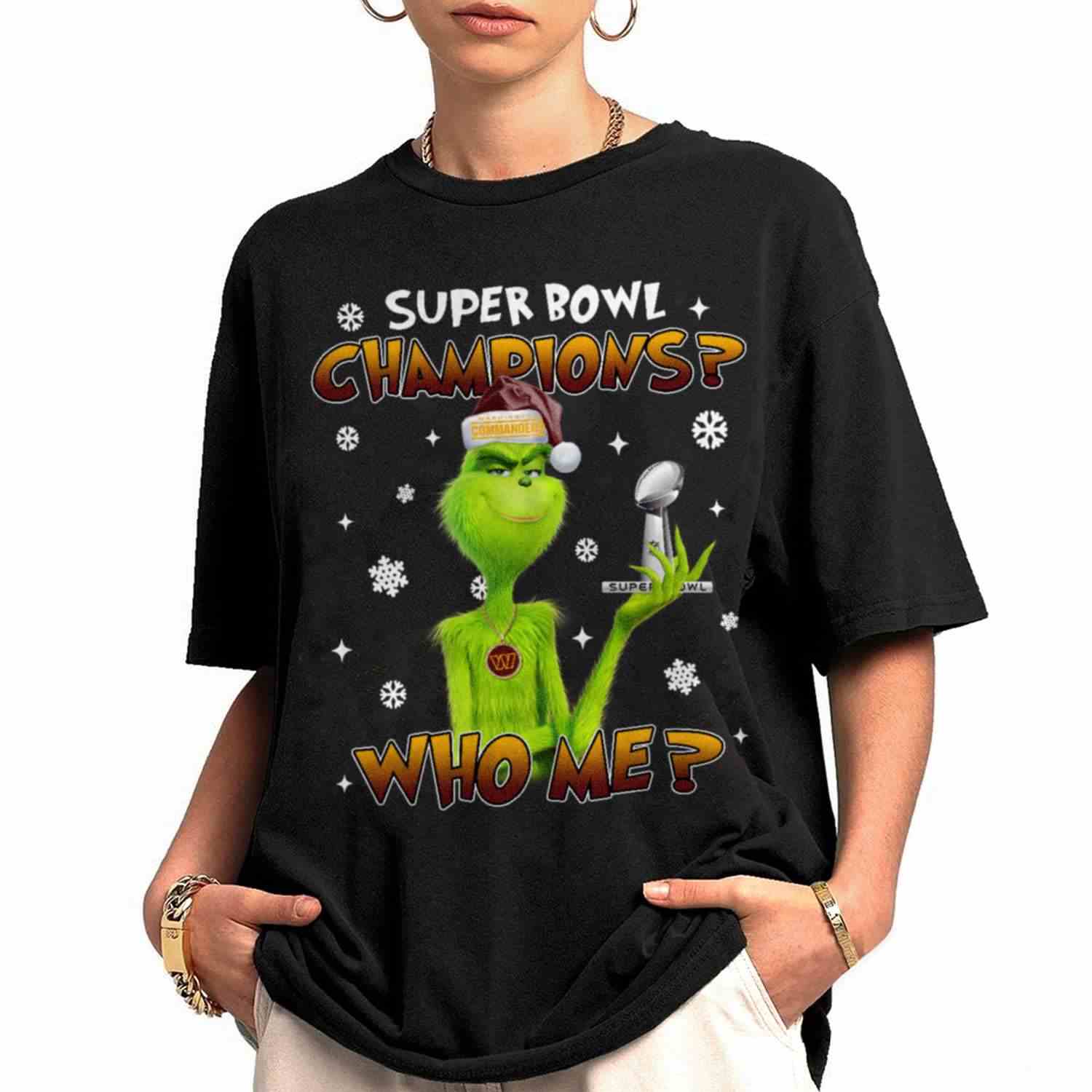 Grinch Who Me Super Bowl Champions Washington Commanders T-Shirt