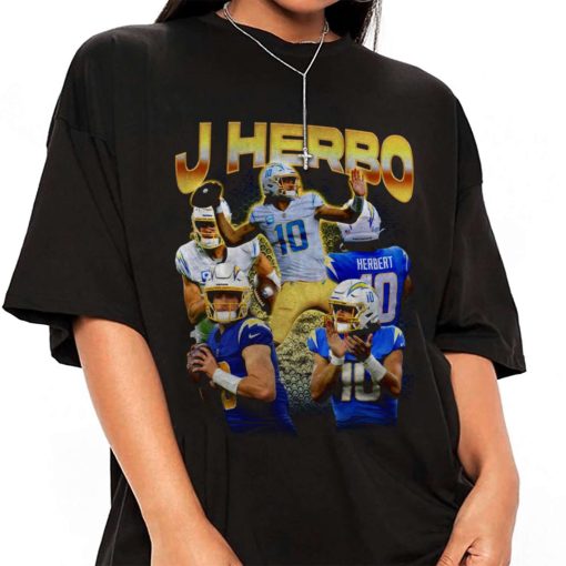 T Shirt Women 1 TSBN097 Justin Herbert Vintage Bootleg Style Los Angeles Chargers T Shirt