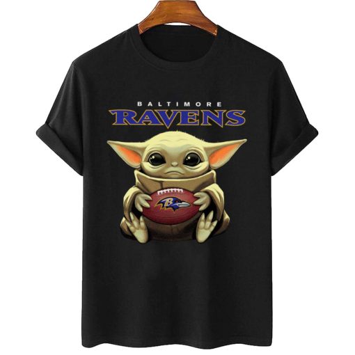 T Shirt Women 2 DSBB03 Baby Yoda Hold Duke Ball Baltimore Ravens T Shirt