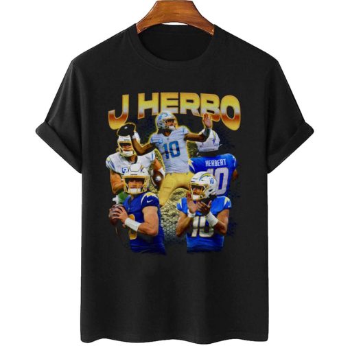 T Shirt Women 2 TSBN097 Justin Herbert Vintage Bootleg Style Los Angeles Chargers T Shirt