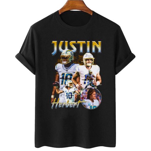 T Shirt Women 2 TSBN109 Justin Herbert Vintage Bootleg Style Los Angeles Chargers T Shirt