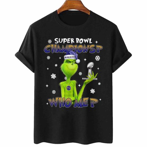 T Shirt Women 2 TSGR03 Grinch Who Me Super Bowl Champions Baltimore Ravens T Shirt