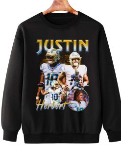 T Sweatshirt Hanging TSBN109 Justin Herbert Vintage Bootleg Style Los Angeles Chargers T Shirt