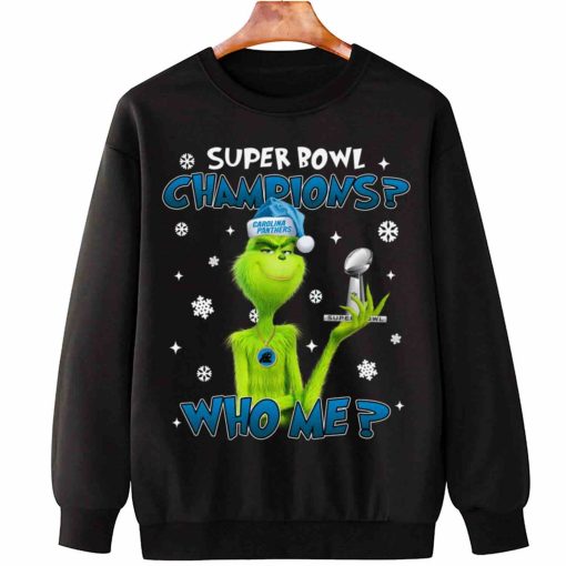 T Sweatshirt Hanging TSGR05 Grinch Who Me Super Bowl Champions Carolina Panthers T Shirt