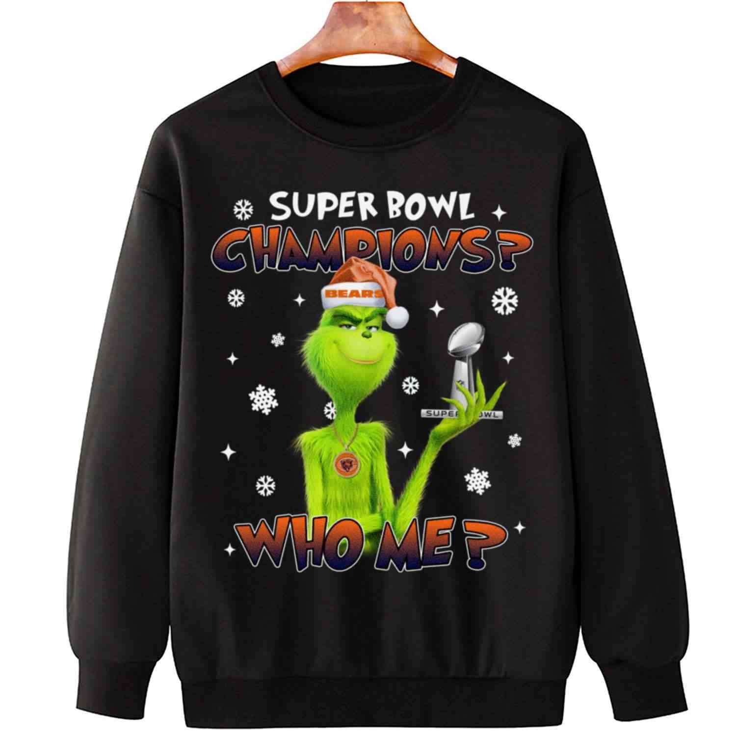 Grinch Who Me Super Bowl Champions Chicago Bears T-Shirt