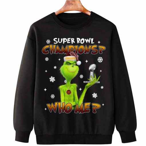 T Sweatshirt Hanging TSGR32 Grinch Who Me Super Bowl Champions Washington Commanders T Shirt 1