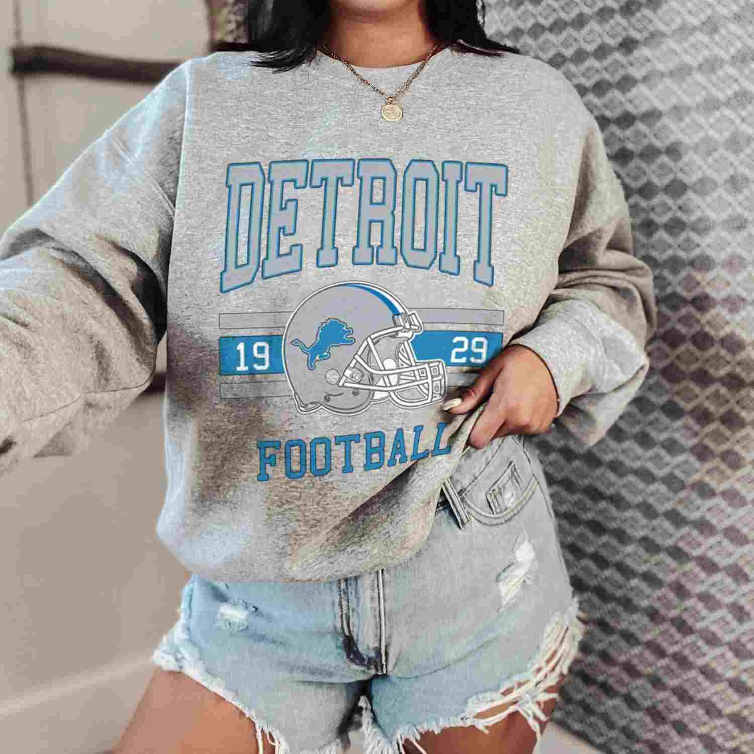 Detroit Lions Women's Around The Horn Hoody - Vintage Detroit Collection