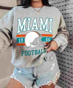 T Sweatshirt Women 0 TS0107 Miami Football Vintage Crewneck Sweatshirt Miami Dolphins