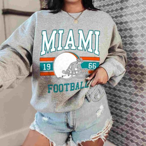 T Sweatshirt Women 0 TS0107 Miami Football Vintage Crewneck Sweatshirt Miami Dolphins