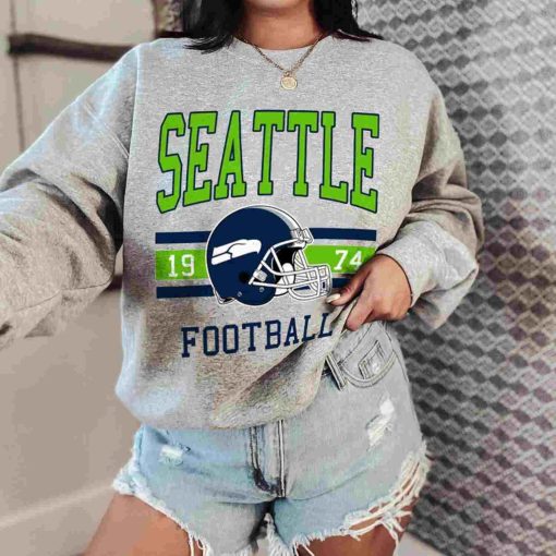 T Sweatshirt Women 0 TS0123 Seattle Football Vintage Crewneck Sweatshirt Seattle Seahawks
