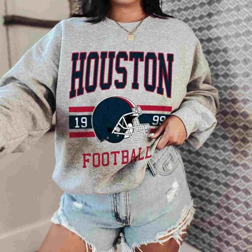 T Sweatshirt Women 0 TS0132 Houston Football Vintage Crewneck Sweatshirt Houston Texans