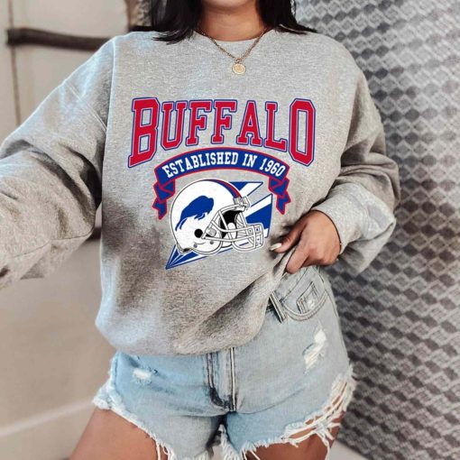T Sweatshirt Women 0 TS0306 Buffalo Established In 1960 Vintage Football Team Buffalo Bills T Shirt