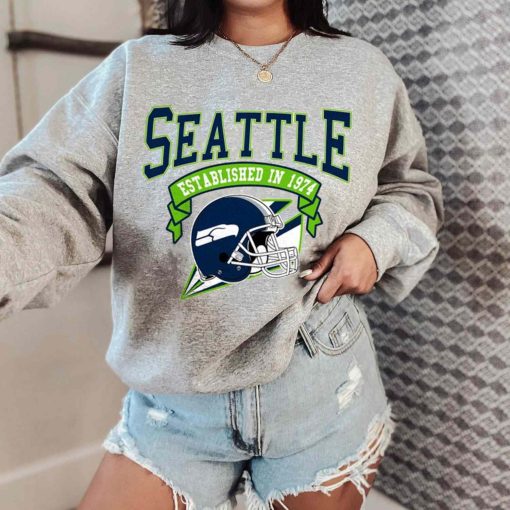 T Sweatshirt Women 0 TS0314 Seattle Established In 1974 Vintage Football Team Seattle Seahawks T Shirt