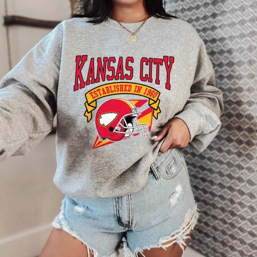 T Sweatshirt Women 0 TS0329 Kansas City Established In 1960 Vintage Football Team Kansas City Chiefs T Shirt
