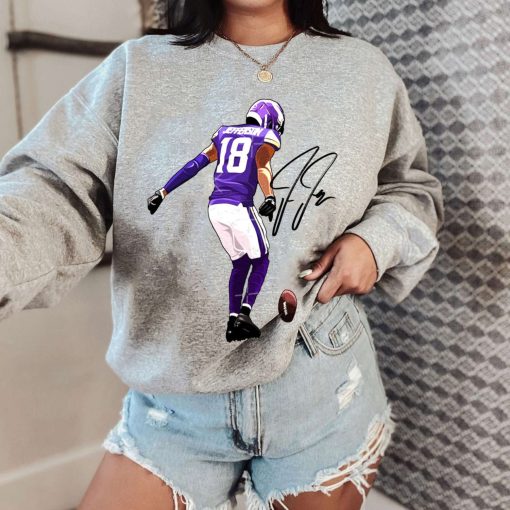 T Sweatshirt Women 0 TSBN107 Justin Jefferson Vintage Signature Style Minnesota Vikings T Shirt