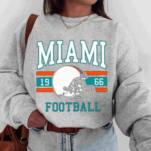 T Sweatshirt Women 0s TS0107 Miami Football Vintage Crewneck Sweatshirt Miami Dolphins