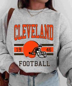 T Sweatshirt Women 0s TS0129 Cleveland Football Vintage Crewneck Sweatshirt Cleveland Browns