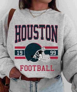 T Sweatshirt Women 0s TS0132 Houston Football Vintage Crewneck Sweatshirt Houston Texans