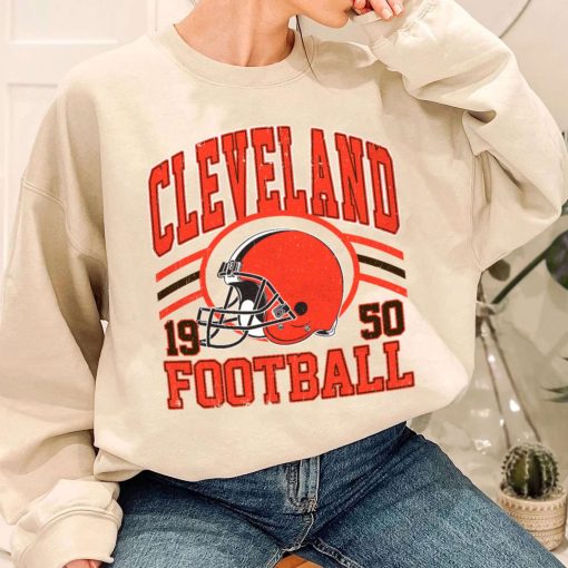 T Sweatshirt Women 1 DSHLM08 Vintage Sunday Helmet Football Cleveland Browns T Shirt