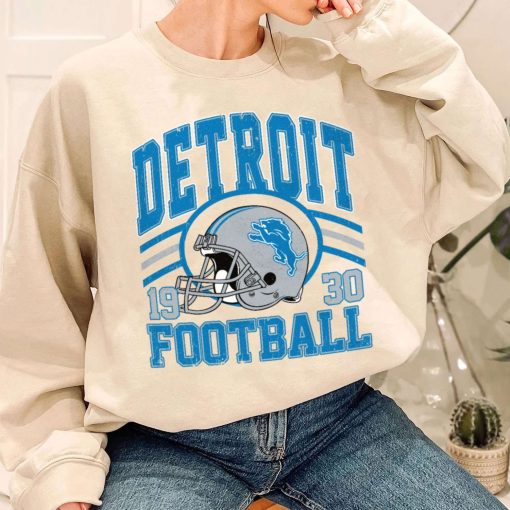 T Sweatshirt Women 1 DSHLM11 Vintage Sunday Helmet Football Detroit Lions T Shirt