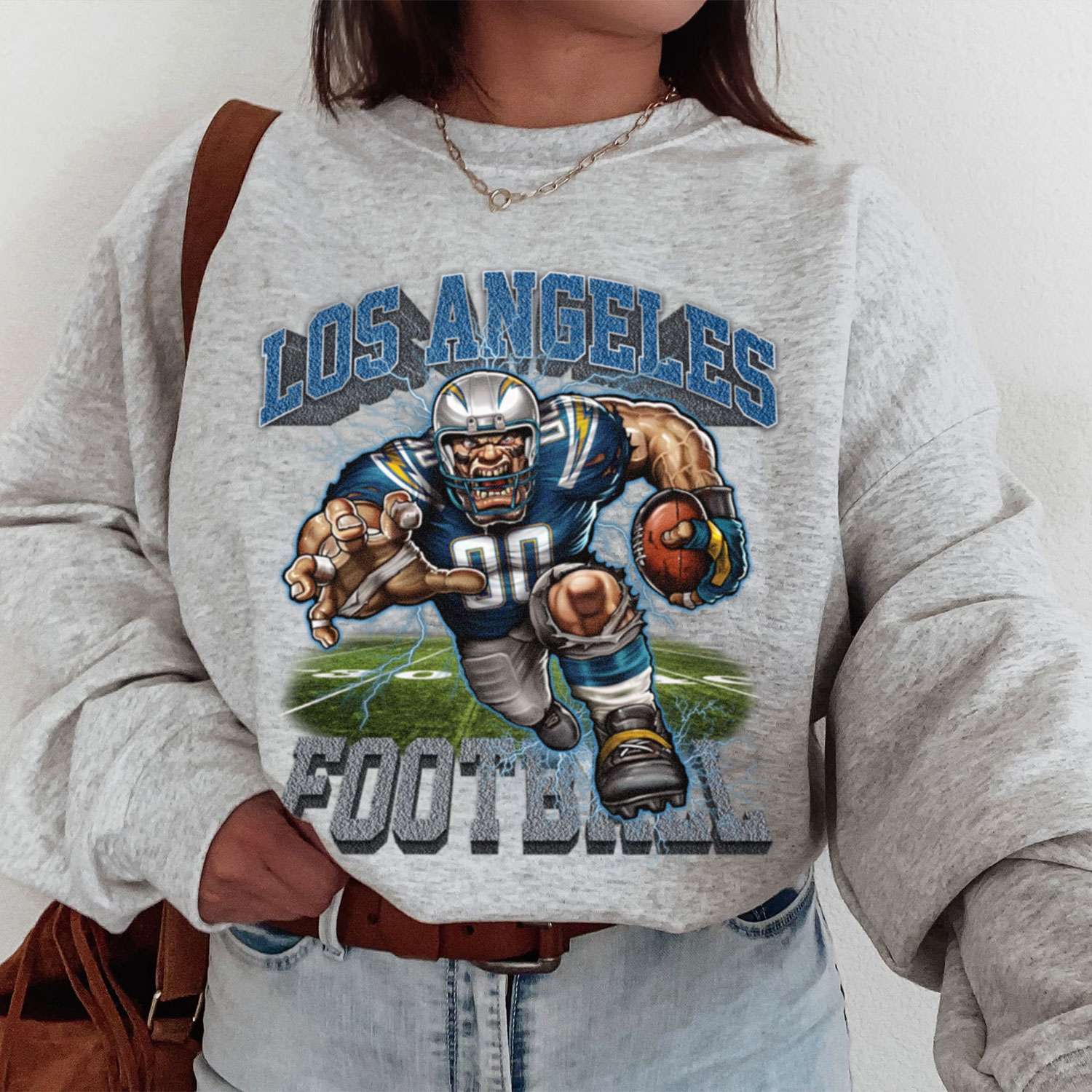 Womens Chargers Sweater Impressive Mascot Los Angeles Chargers