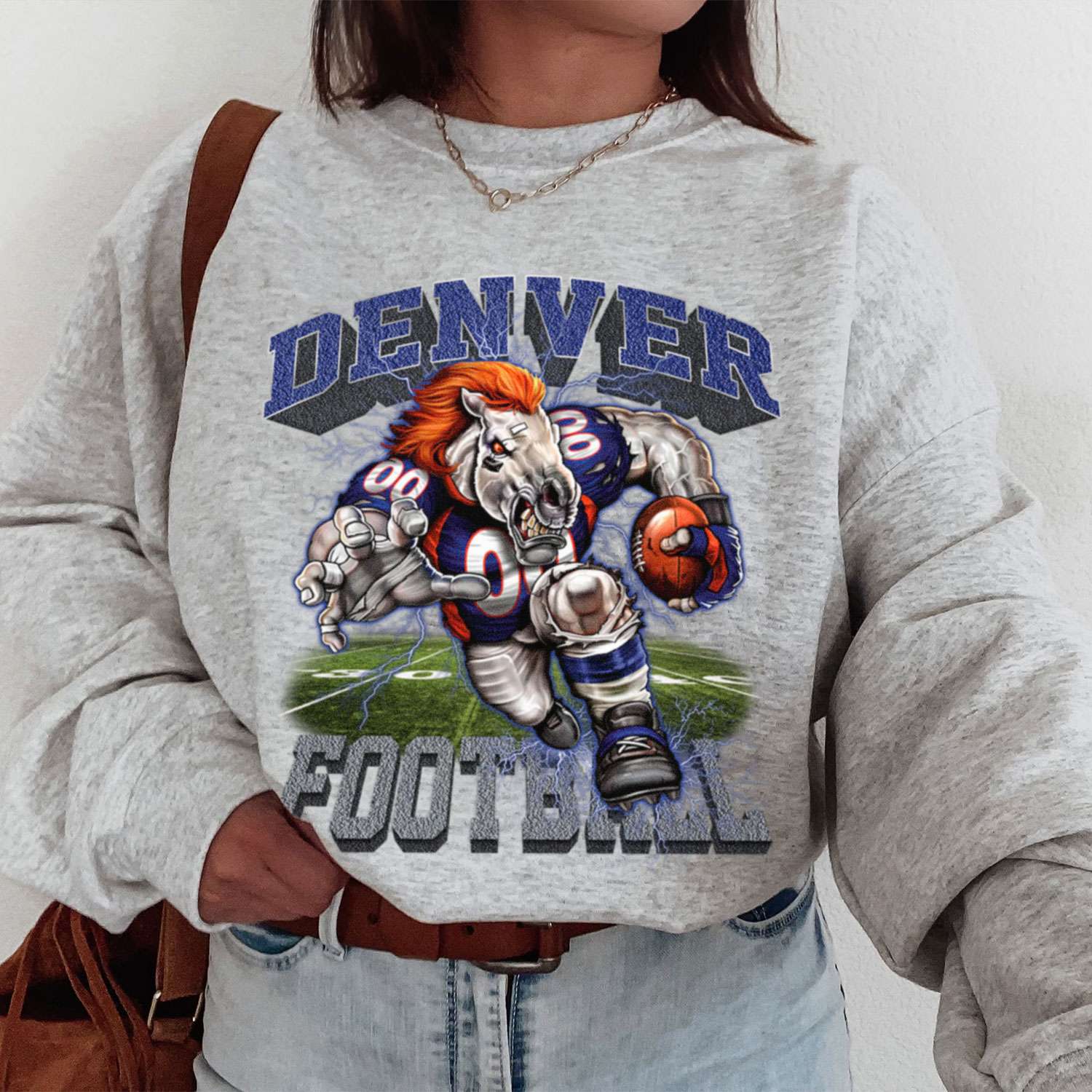 Vintage 90S Denver Broncos Afc West Orange Graphic Print Tee Nfl