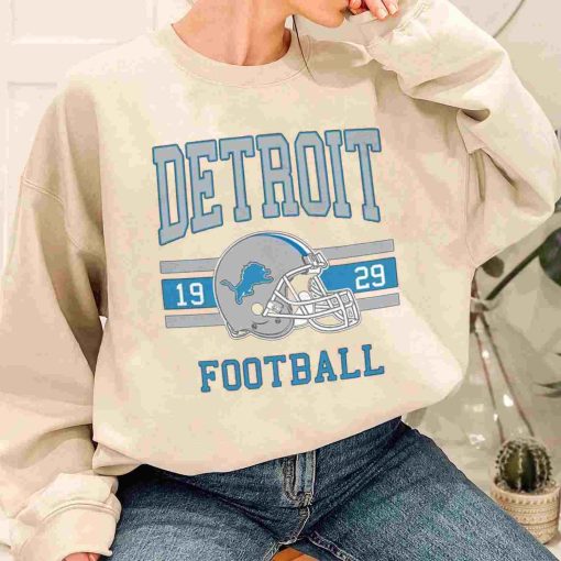 T Sweatshirt Women 1 TS0106 Detroit Football Vintage Crewneck Sweatshirt Detroit Lions