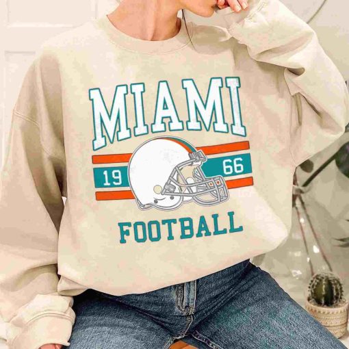 T Sweatshirt Women 1 TS0107 Miami Football Vintage Crewneck Sweatshirt Miami Dolphins