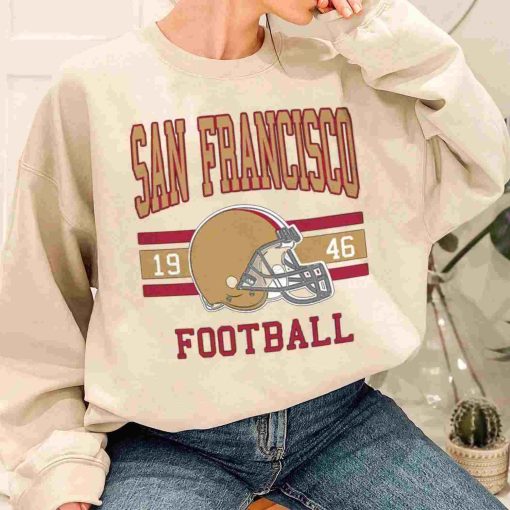 T Sweatshirt Women 1 TS0111 San Francisco Football Vintage Crewneck Sweatshirt San Francisco 49ers