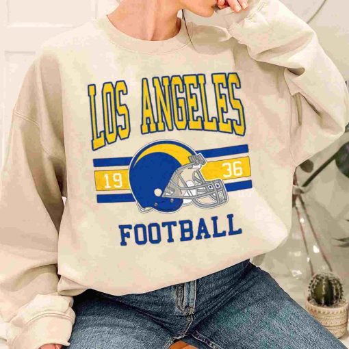 T Sweatshirt Women 1 TS0115 Los Angeles Football Vintage Crewneck Sweatshirt Los Angeles Rams