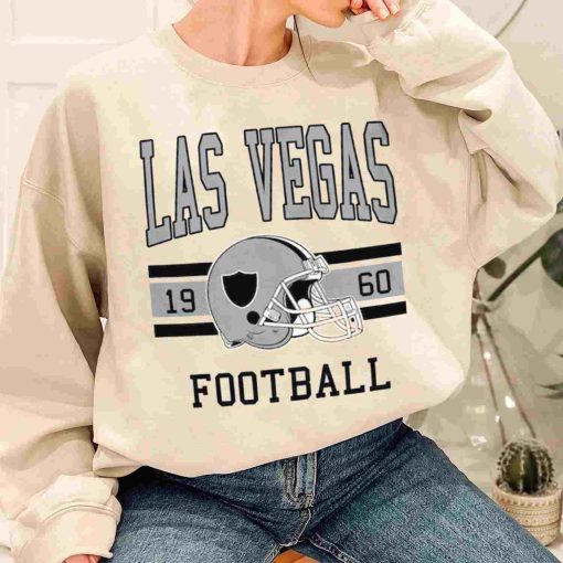 T Sweatshirt Women 1 TS0121 Las Vegas Football Vintage Crewneck Sweatshirt Las Vegas Raiders