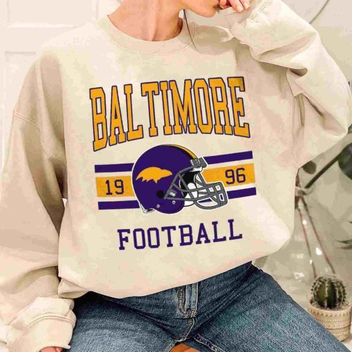 T Sweatshirt Women 1 TS0122 Baltimore Football Vintage Crewneck Sweatshirt Baltimore Ravens