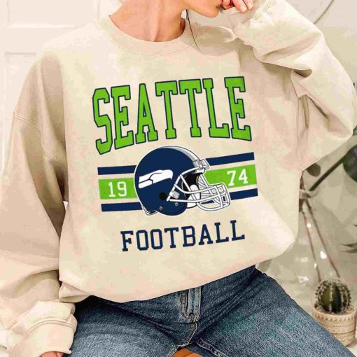 T Sweatshirt Women 1 TS0123 Seattle Football Vintage Crewneck Sweatshirt Seattle Seahawks