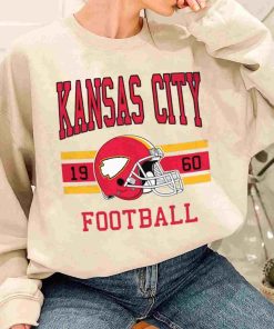 T Sweatshirt Women 1 TS0124 Kansas City Football Vintage Crewneck Sweatshirt Kansas City Chiefs