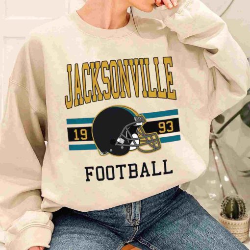T Sweatshirt Women 1 TS0130 Jacksonville Football Vintage Crewneck Sweatshirt Jacksonville Jaguars