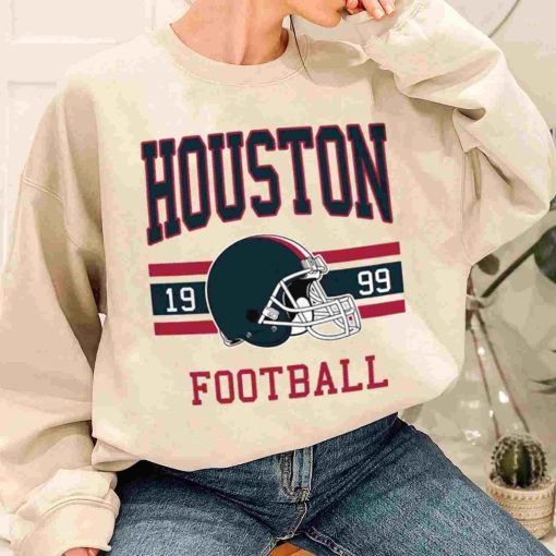 T Sweatshirt Women 1 TS0132 Houston Football Vintage Crewneck Sweatshirt Houston Texans