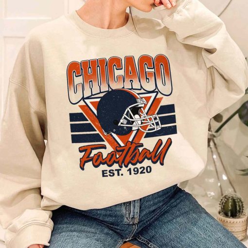 T Sweatshirt Women 1 TS0207 Chicago Helmets NFL Sunday Retro Chicago Bears T Shirt