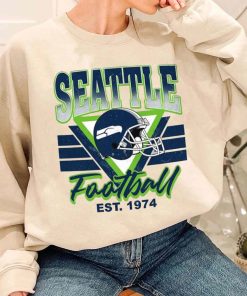 T Sweatshirt Women 1 TS0214 Seattle Helmets NFL Sunday Retro Seattle Seahawks T Shirt