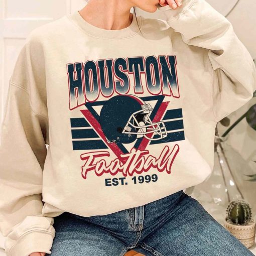 T Sweatshirt Women 1 TS0226 Houston Helmets NFL Sunday Retro Houston Texans T Shirt