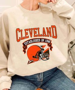 T Sweatshirt Women 1 TS0305 Cleveland Established In 1946 Vintage Football Team Cleveland Browns T Shirt
